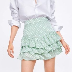 Green polka dot skirt